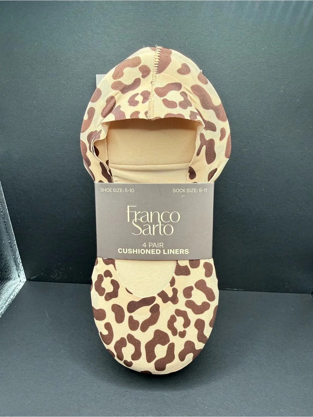 Franco Sarto Leopard Print No-Show Cushioned Liners - Brown/Tan